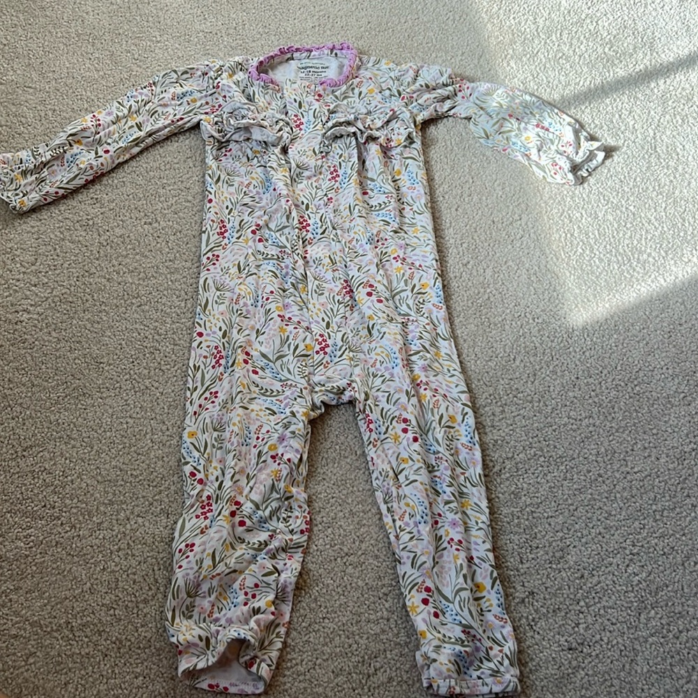 Magnetic me girls pajamas. 12-18 months onesie.